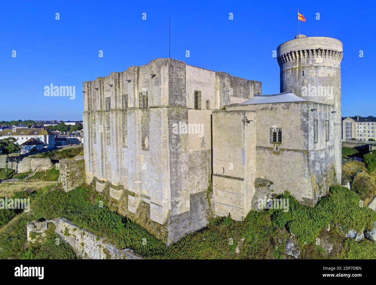 France, Calvados, Falaise, the castle (aerial view) Stock Photo