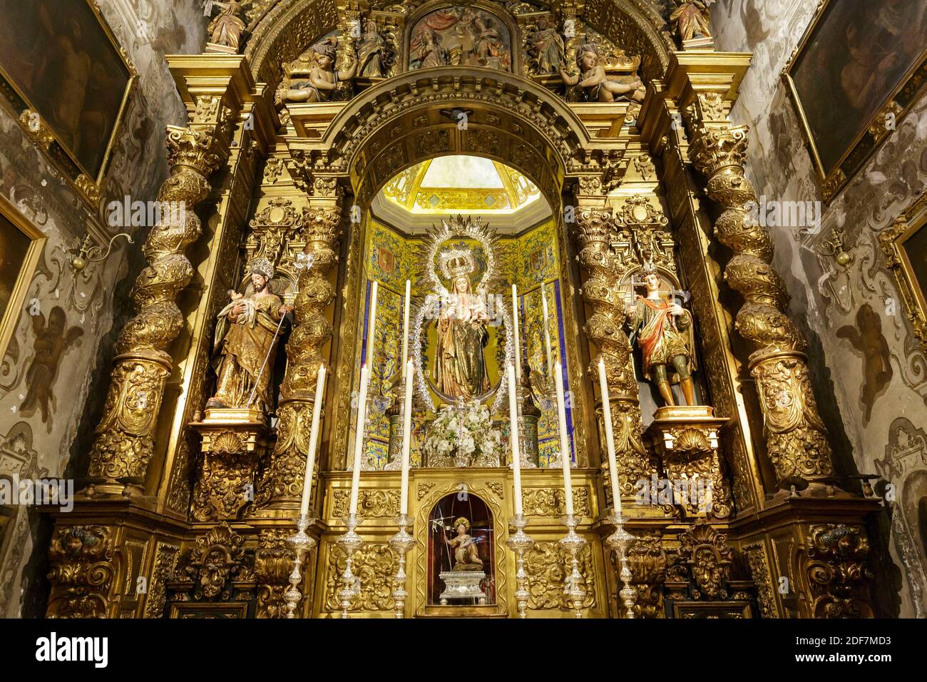 Spain, Andalusia, Seville, Triana district, Santa maria Magdalena church in San Pablo street, chapel dedicated to the Virgen del Amparo Stock Photo