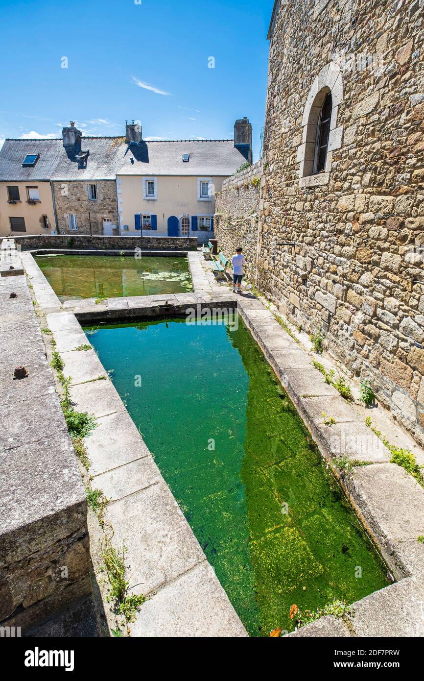 France, Finistere, SaintPoldeLeon, wash house supplied with the Lenn