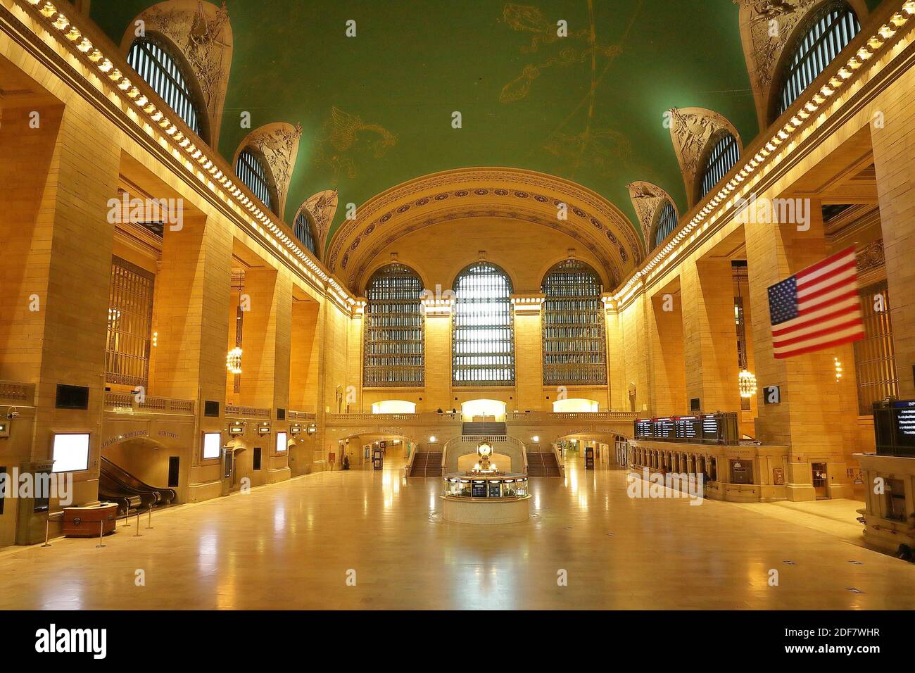Empty Central Station in New York City during the Covid19 coronavirus pandemic Stock Photo