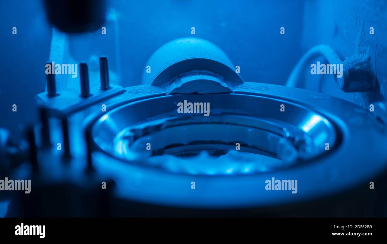 Dental technician makes a denture,Teeth sharpening,block for grinding