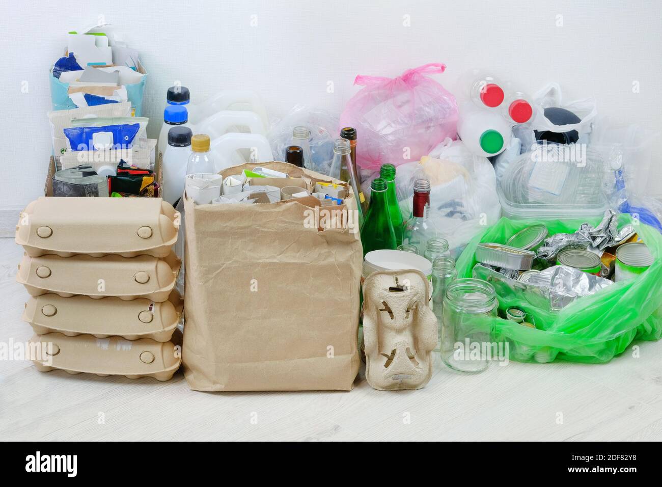 Useable Garbage Various garbage for recycling. Paper, cardboard, metal and glass ...