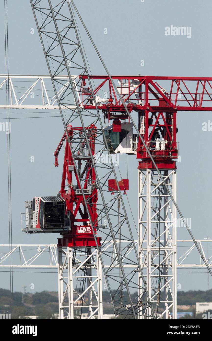 Oct. 2, 2020, Austin TX USA: Crane activity continues unabated at north Congress Avenue in downtown Austin at the 12-square-block site of the Texas Capitol Complex redevelopment. ©Bob Daemmrich Stock Photo