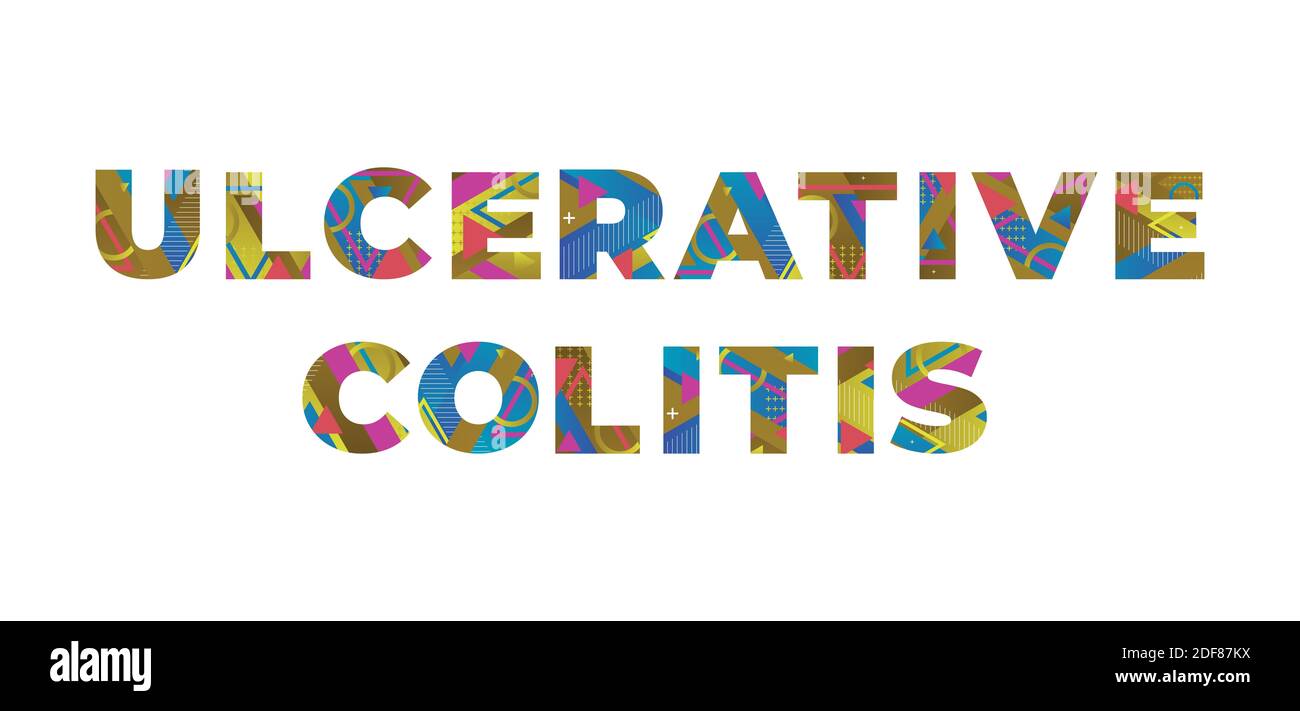 The word Ulcerative Colitis concept written in colorful retro shapes