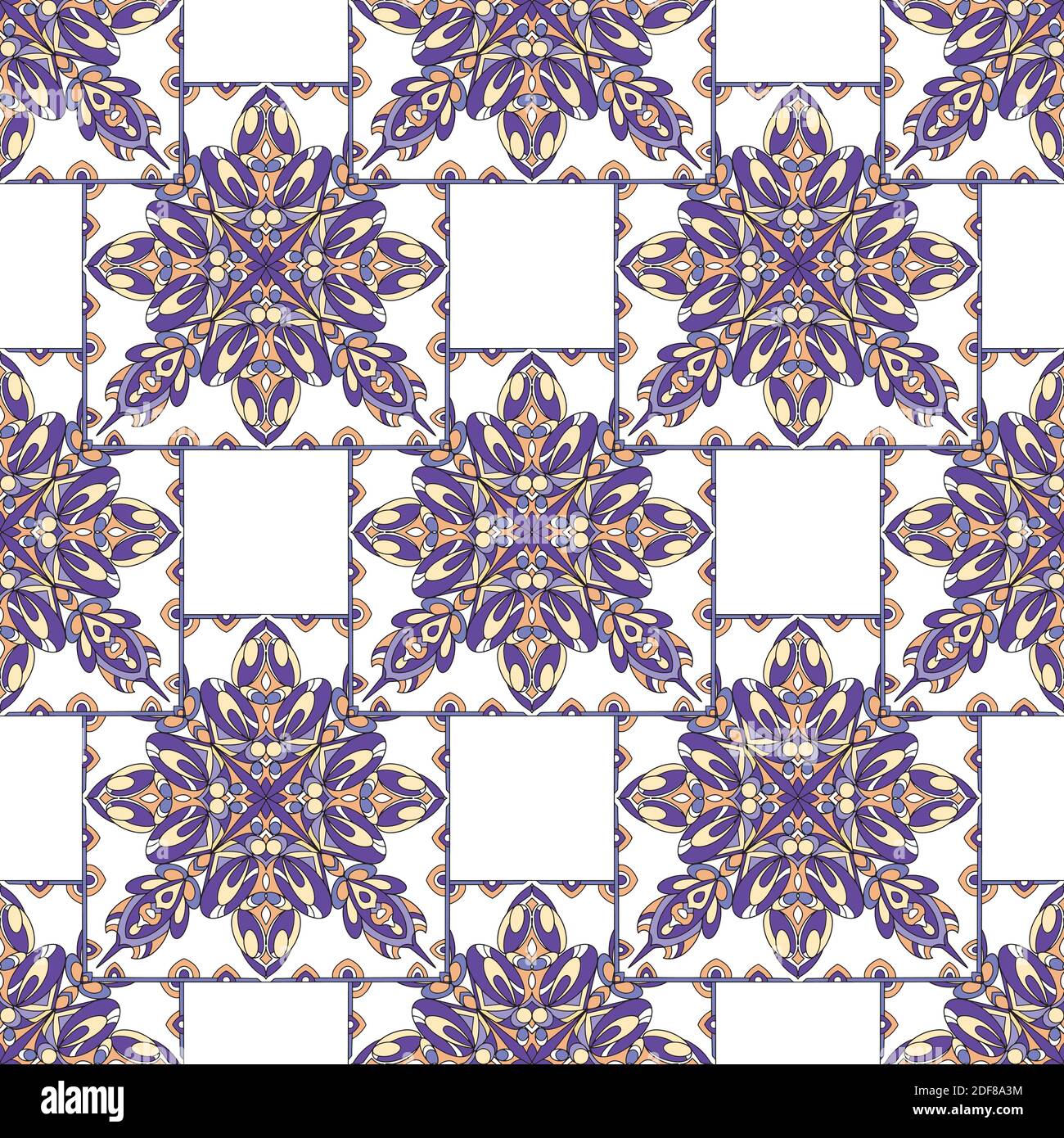 Abstract vector seamless pattern with bright tribal ornament Stock Vector