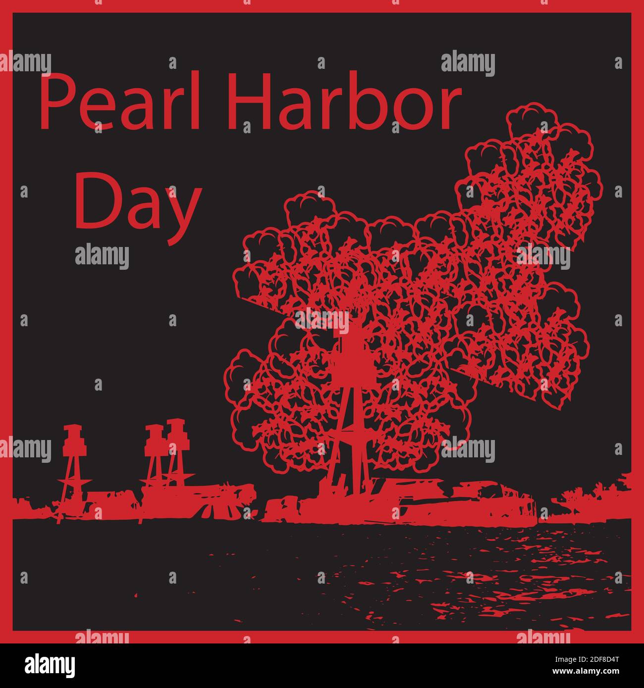 Pearl Harbor Day is observed annually in the United States on December 7, to remember and honor the 2,403 United States citizens who were killed in th Stock Vector