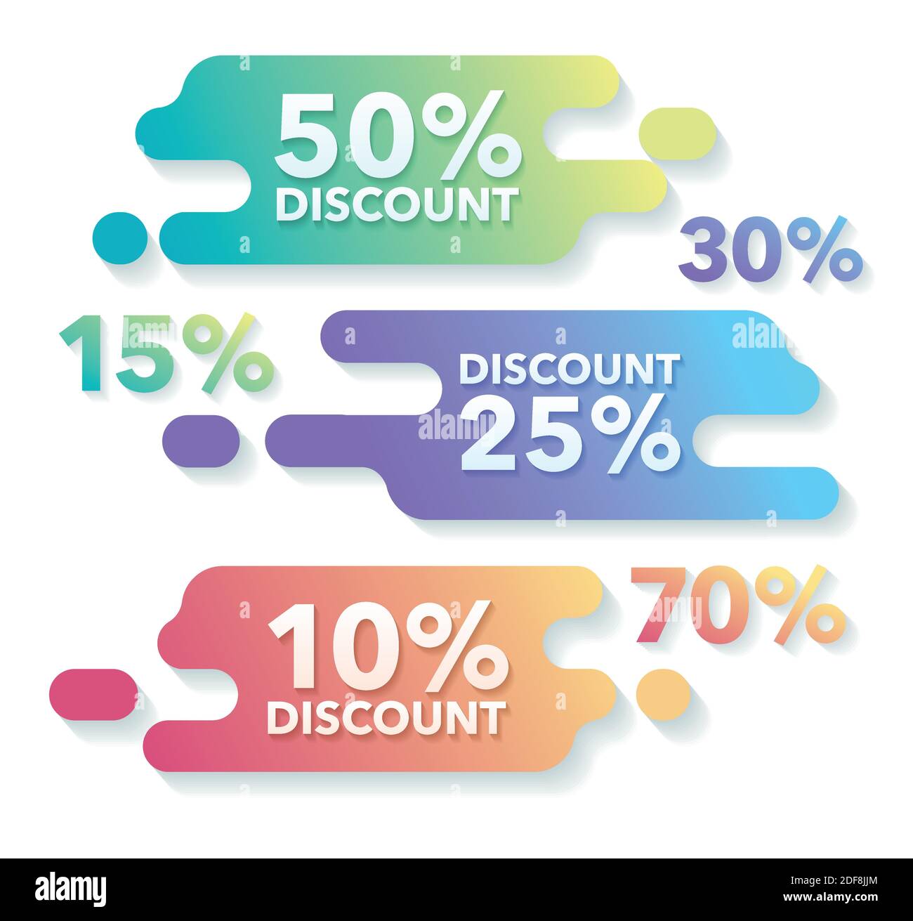 Sale and discounts banner illustration. Vector isolated set discount