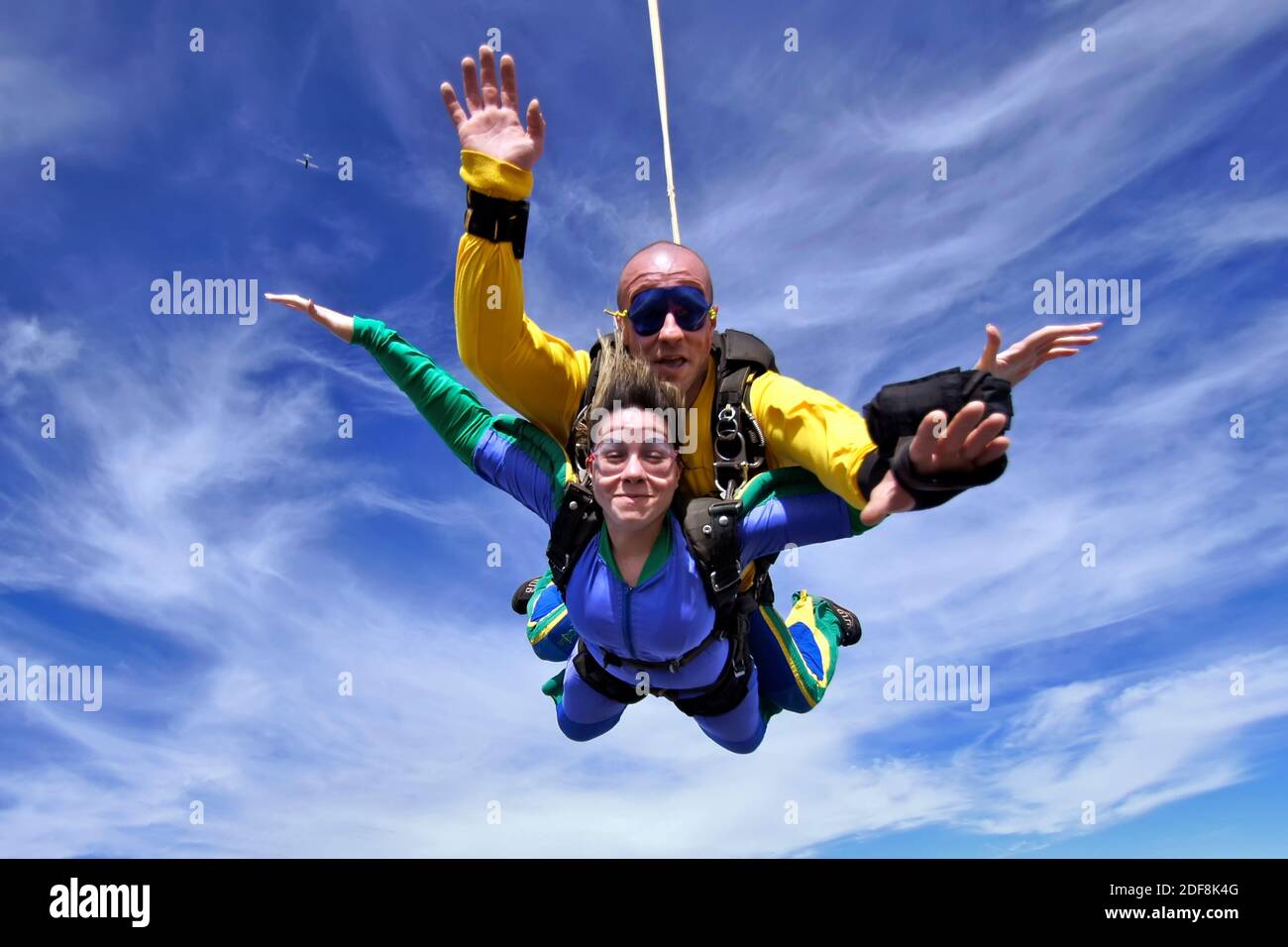 Sky dive tandem happiness Stock Photo
