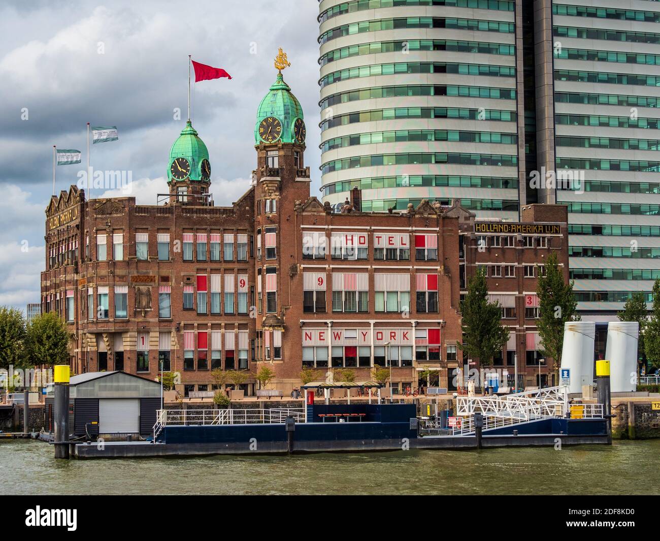 Hotel New York Rotterdam at Koninginnenhoofd 1. Former office building of the Holland America Lines, built 1901, rebuilt & reopened 1993. Stock Photo