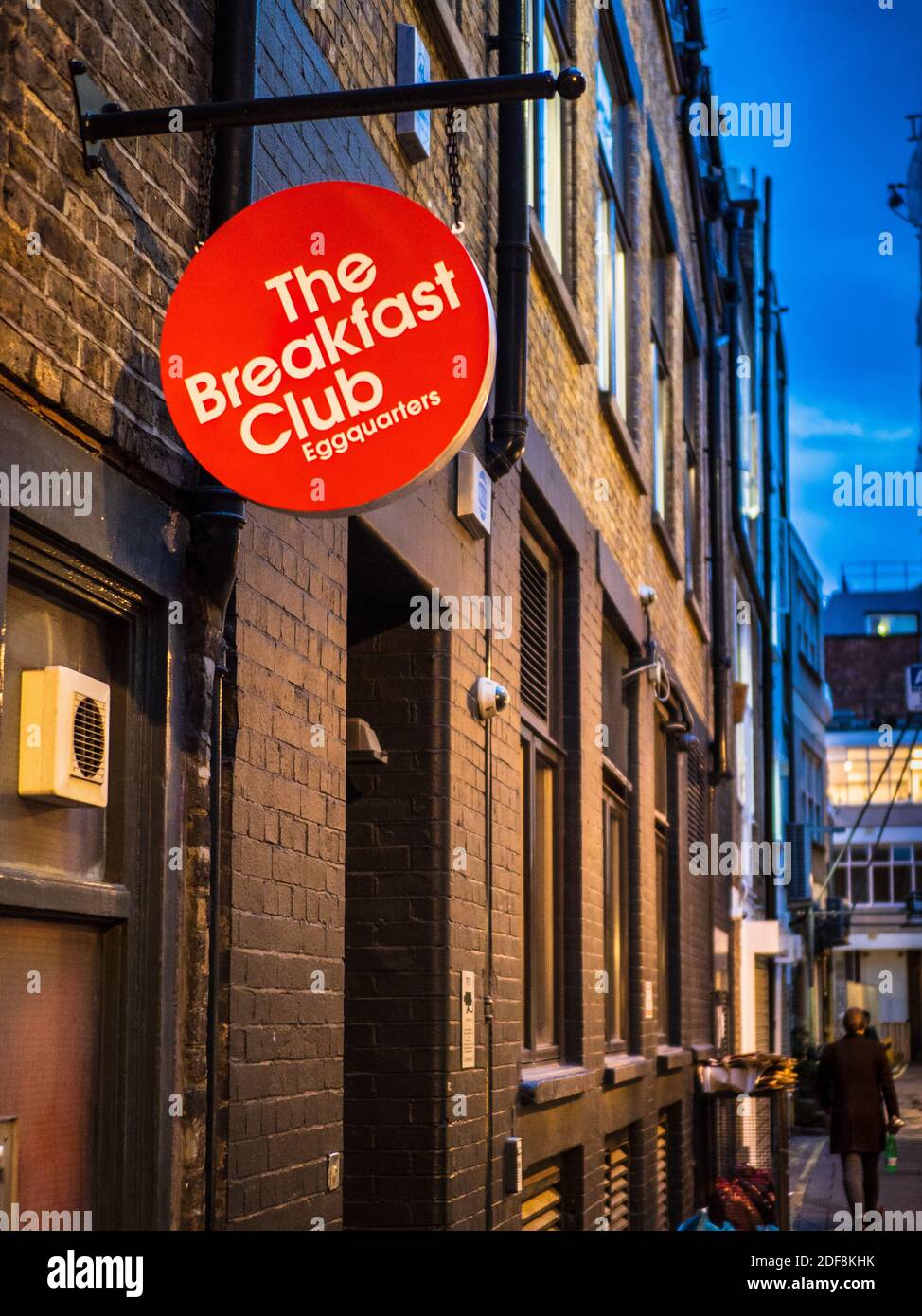 The Breakfast Club HQ or Eggquarters at 1 Wardour Mews Soho Central London - The Breakfast Club is a small chain founded in Soho in 2005. Stock Photo