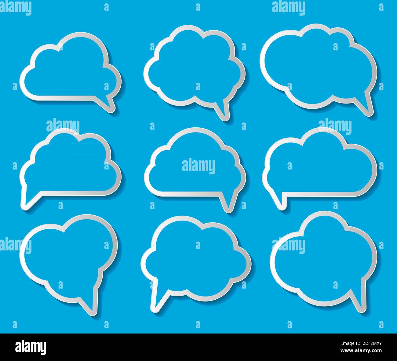 Set of Cloud Shaped Speech Bubbles Illustration Stock Photo - Alamy