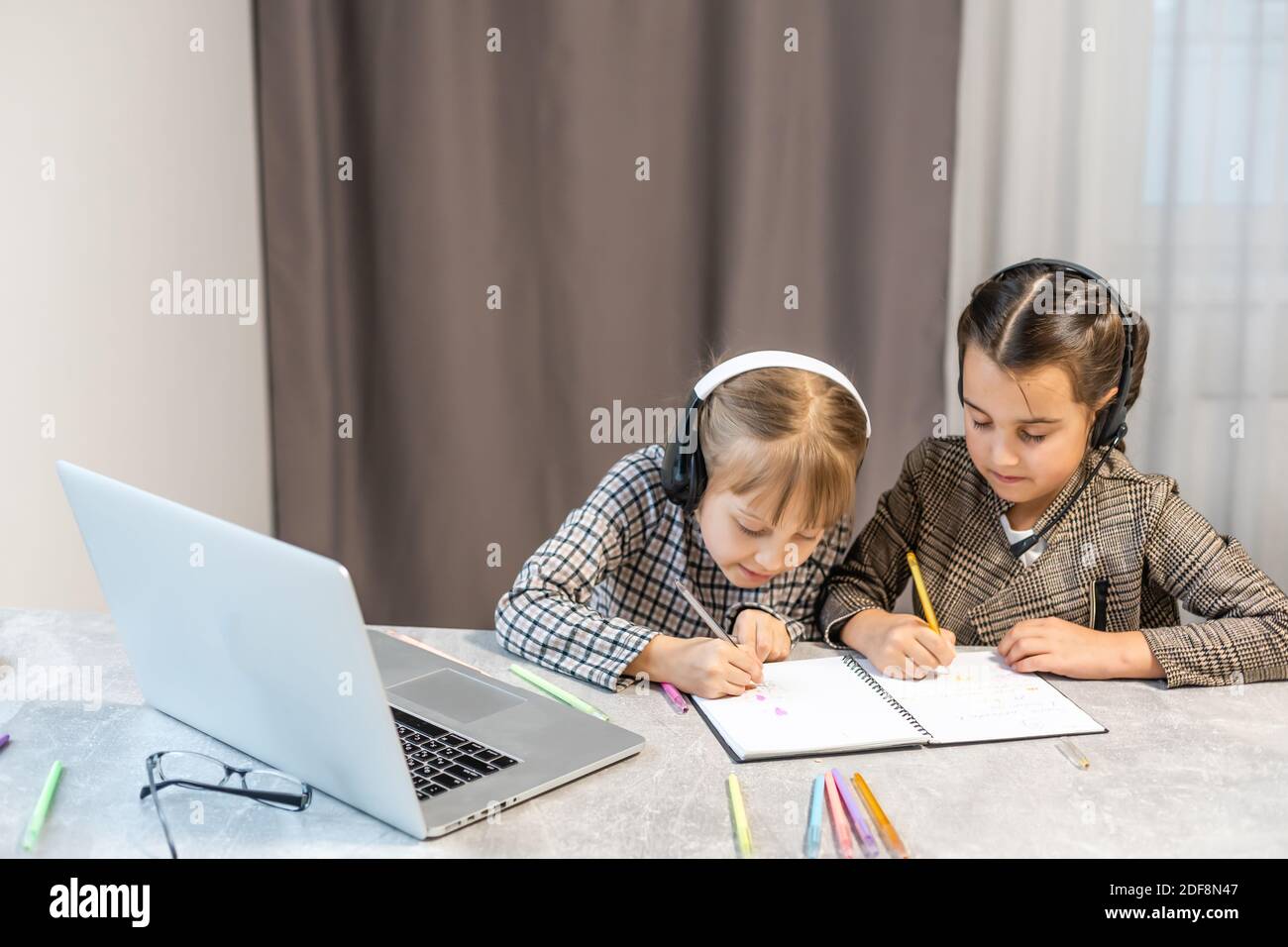 Portrait of two person nicelooking attractive charming cute lovely