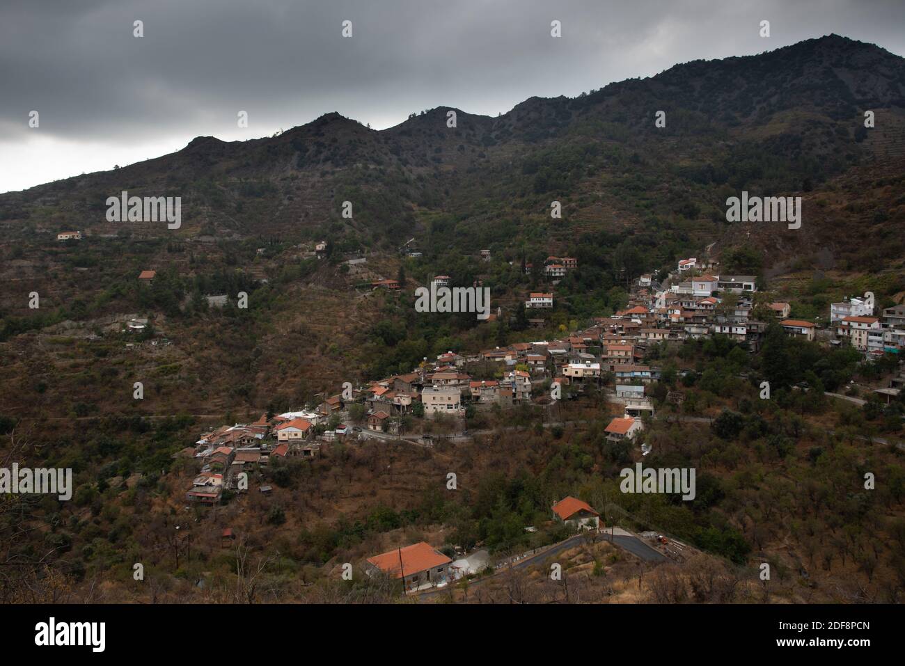 Mountain village of Askas Troodos mountain in autumn in Cyprus Stock Photo