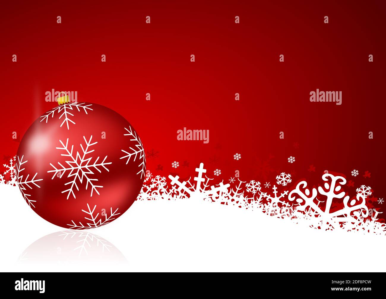 Red Christmas background with snowflakes and christmas ball Stock Photo ...