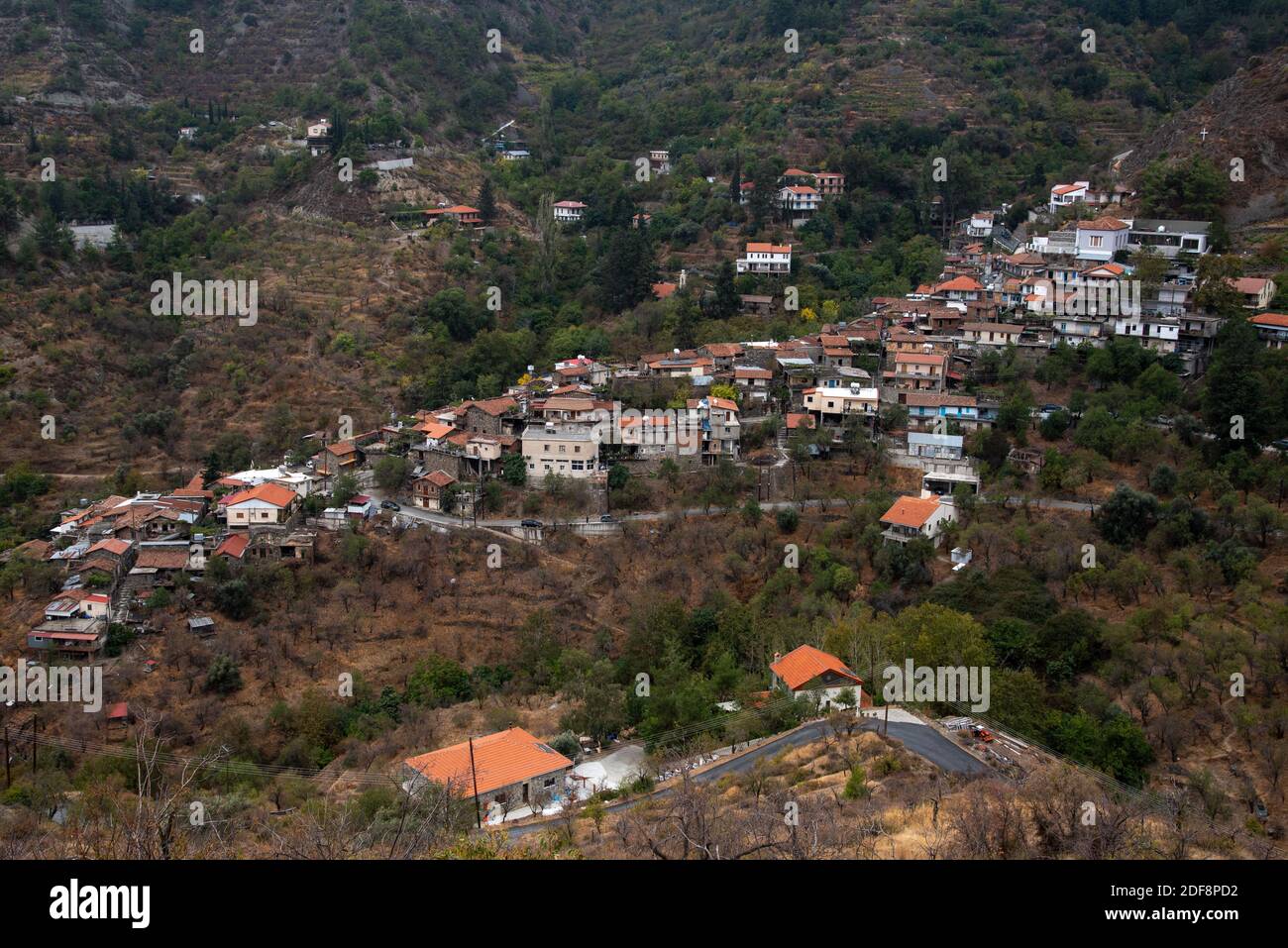 Mountain village of Askas Troodos mountain in autumn in Cyprus Stock Photo
