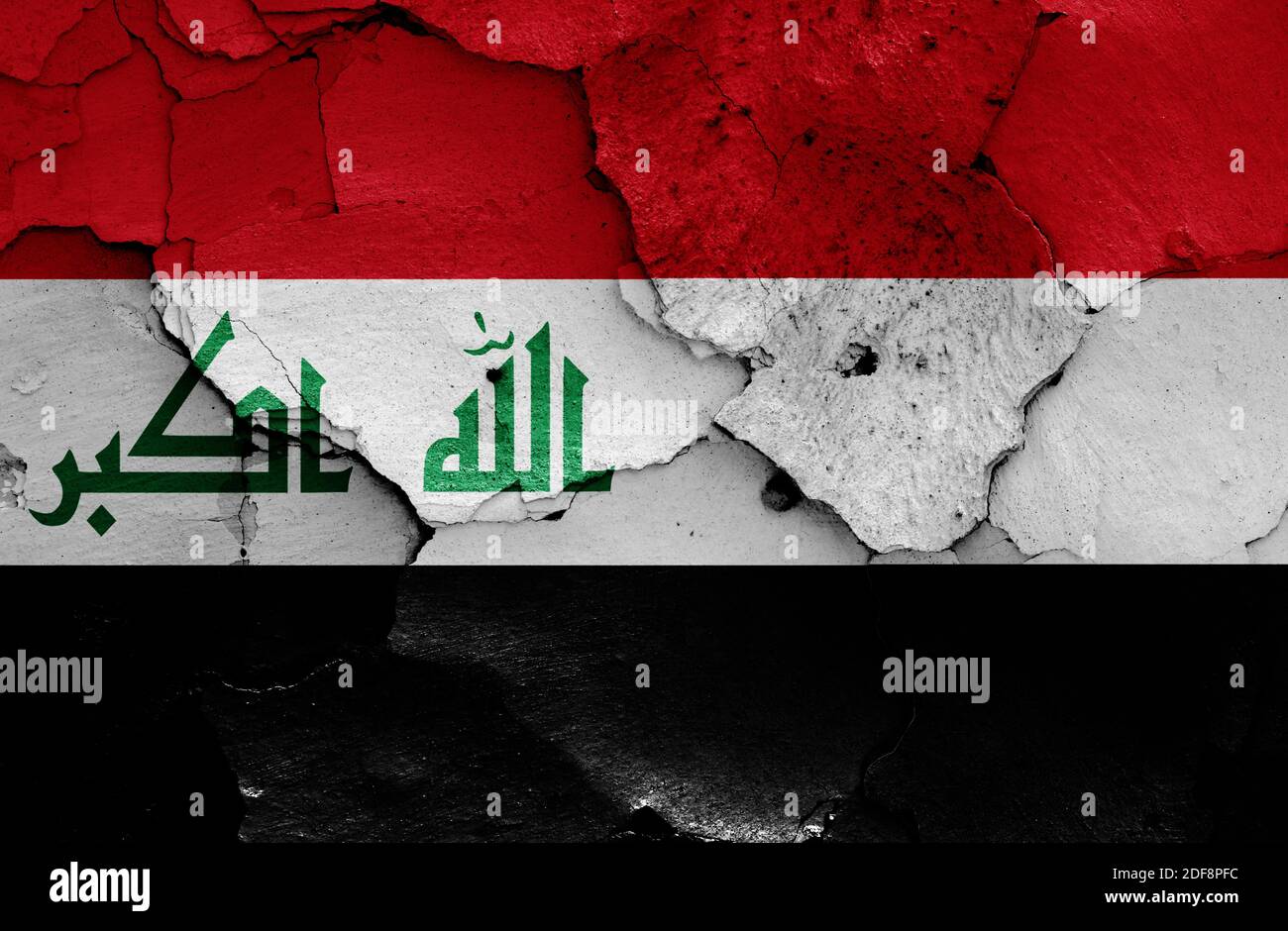 flags of Iraq and Yemen painted on cracked wall Stock Photo - Alamy