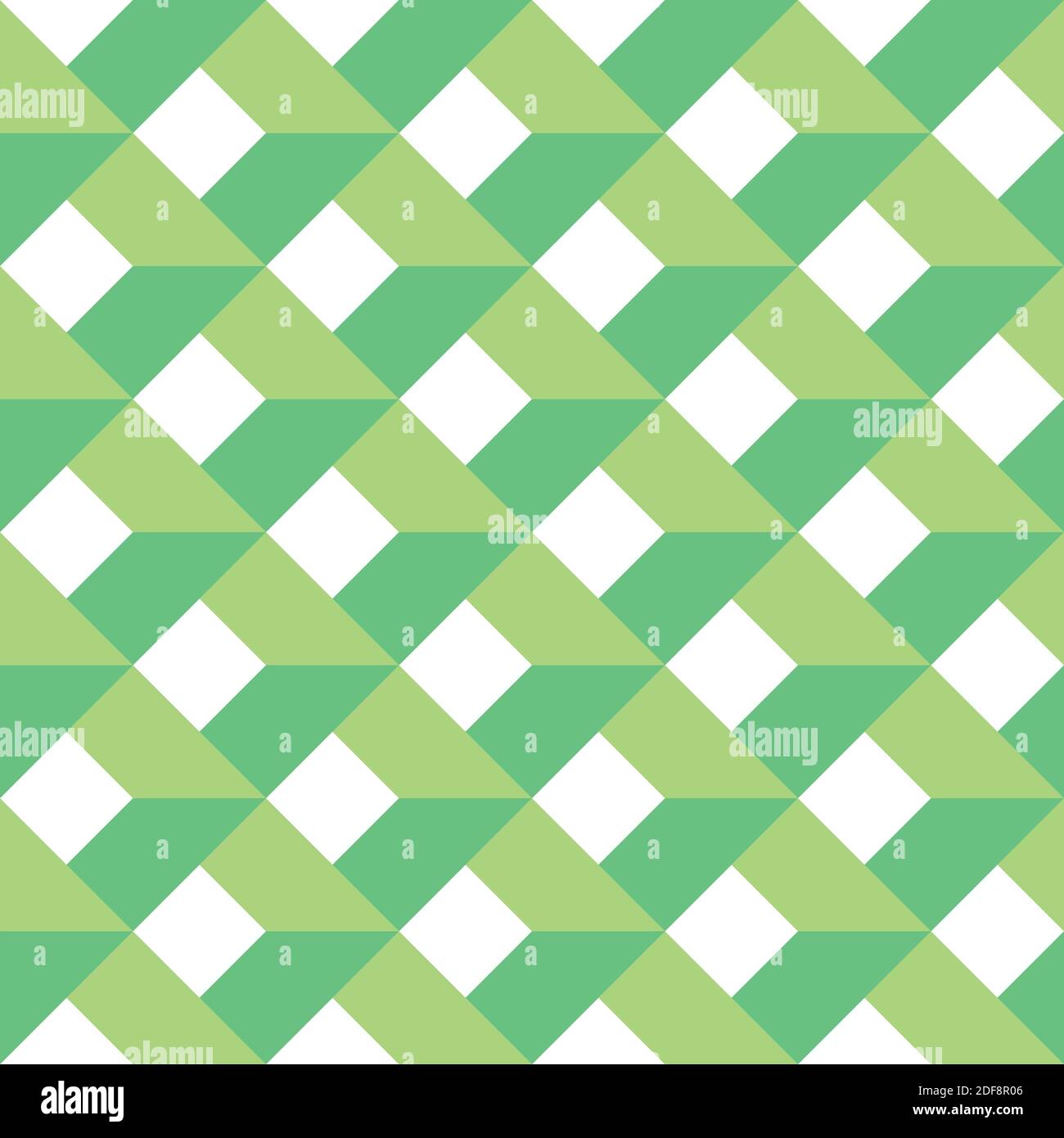 3D vector abstract seamless pattern. Green grid. Stock Vector