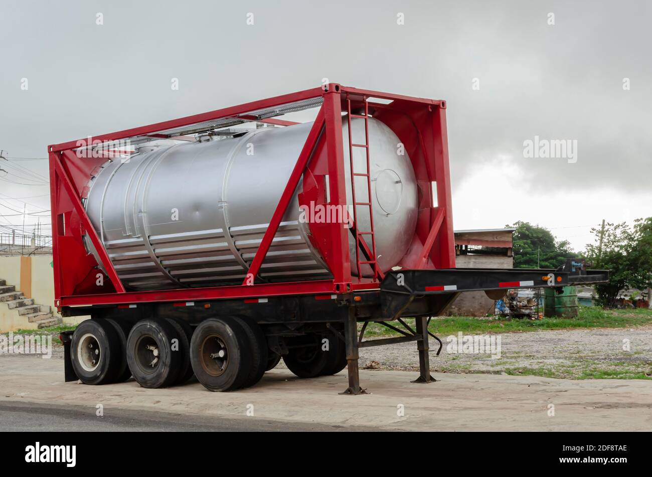 Empty Tank By The Roadside Stock Photo Alamy