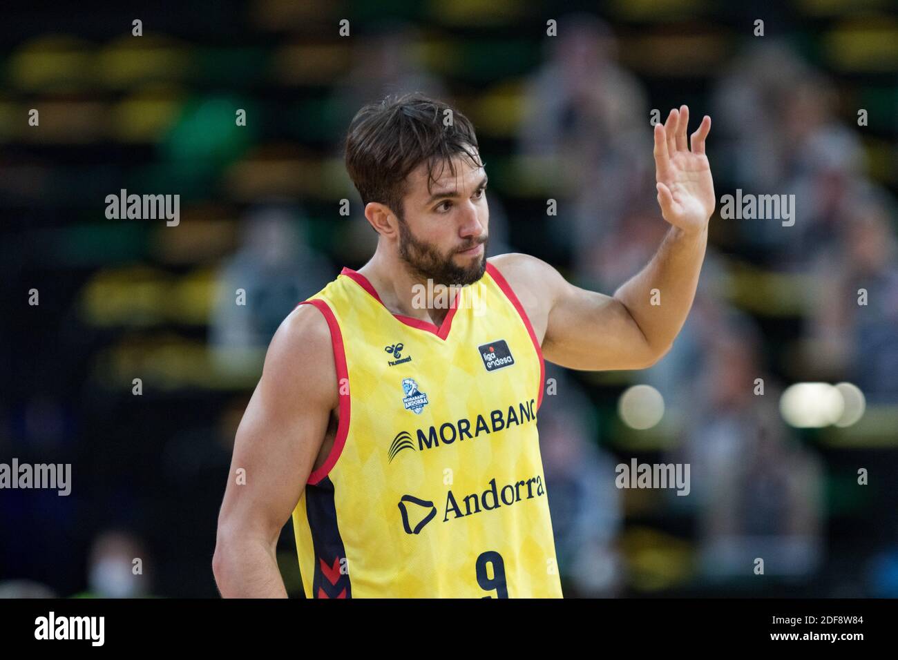 Bilbao, Basque Country, SPAIN. 3rd Dec, 2020. NACHO LLOVET (9) raises his had during the Liga ACB game postponed from week 8, between Bilbao Basket and Andorra at Miribilla Bilbao Arena.during the Liga ACB game postponed from week 8, between Bilbao Basket and Andorra at Miribilla Bilbao Arena. Credit: Edu Del Fresno/ZUMA Wire/Alamy Live News Stock Photo