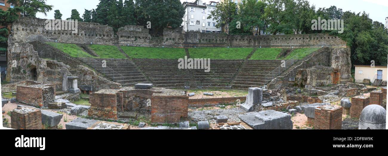 Roman Theater of Trieste - monuments and places to visit in the city of Trieste Stock Photo