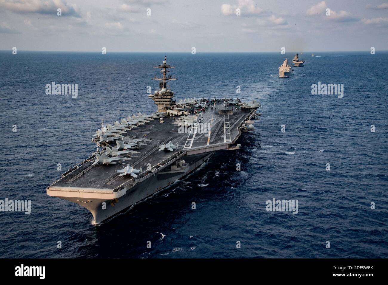 Handout file photo dated March 15, 2020 of tthe aircraft carrier USS Theodore Roosevelt in the China Sea. Brett Crozier, captain of nuclear aircraft carrier Theodore Roosevelt, with more than 100 sailors infected with the coronavirus pleaded Monday with U.S. Navy officials for resources to allow isolation of his entire crew and avoid possible deaths in a situation he described as quickly deteriorating. Photo by US Navy via ABACAPRESS.COM Stock Photo