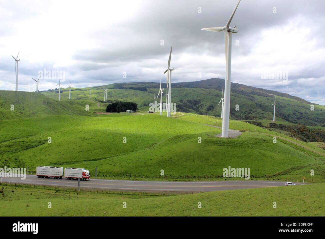 General view of wind farms on the east coast region of Hawke's Bay, New Zealand October 30, 2020. Picture taken October 30, 2020. REUTERS/Praveen Menon Stock Photo