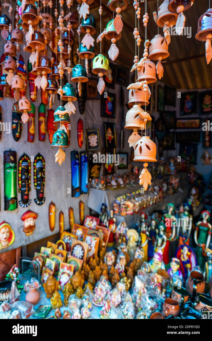 wind chime bells made of clay at the south indian art and crafts exhibition in hyderabad Stock Photo