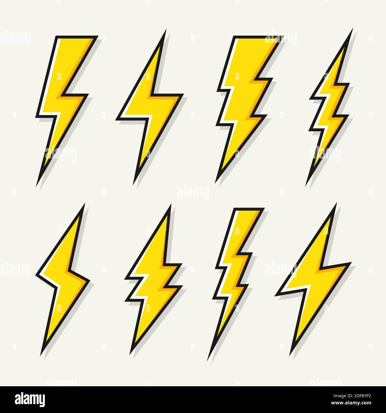 Yellow lightning bolt icons collection. Flash symbol, thunderbolt. Simple  lightning strike sign. Vector illustration Stock Vector Image & Art - Alamy