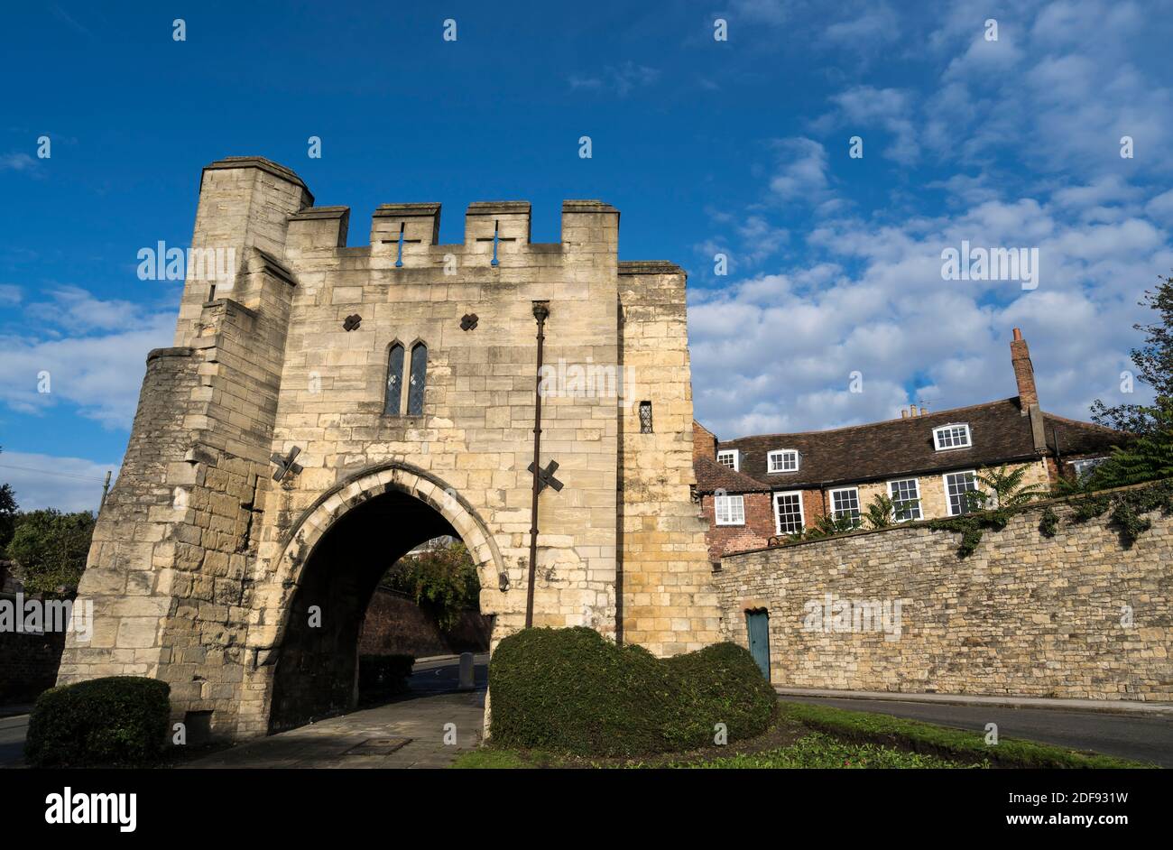 Pottergate Arch old gateway, Pottergate, Lincoln City October 2020 Stock Photo