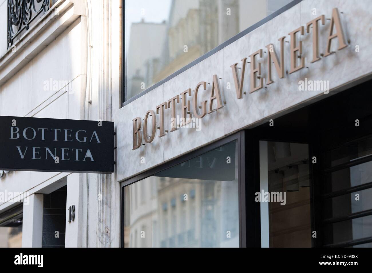 A shop sign of Bottega Veneta in Paris, on April 9, 2020 in Paris, France.  Photo by David Niviere/ABACAPRESS.COM Stock Photo - Alamy
