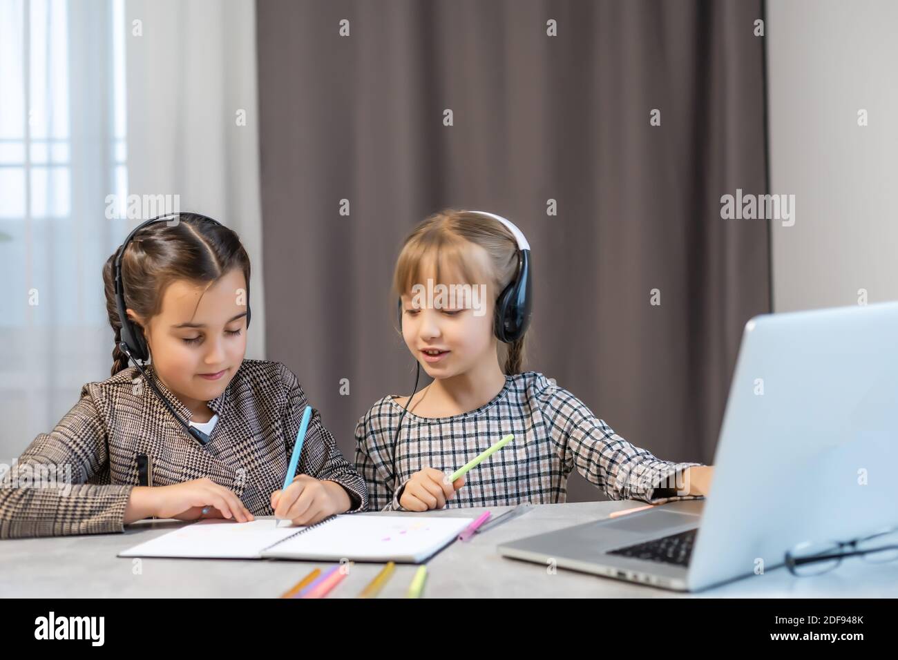 Portrait of two person nicelooking attractive charming cute lovely