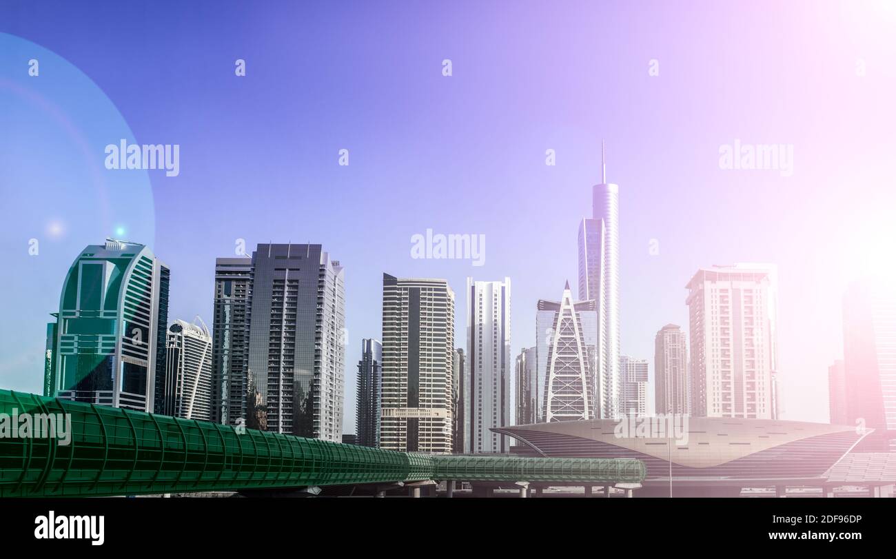 Cityscape of High Rise lifestyle apartments and offices with transport