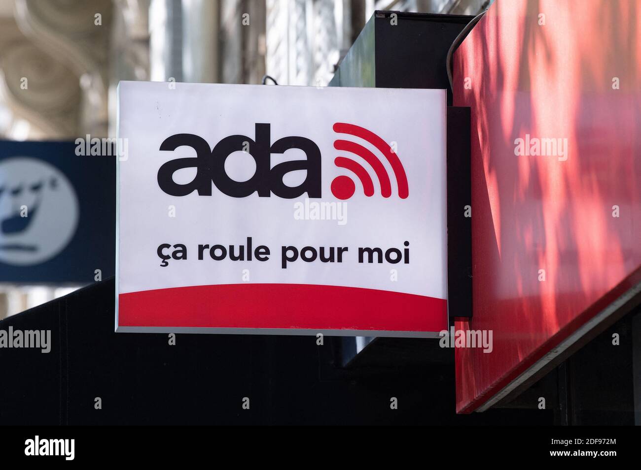 A shop sign of Ada on April 14, 2020 in Paris, France. Photo by David ...