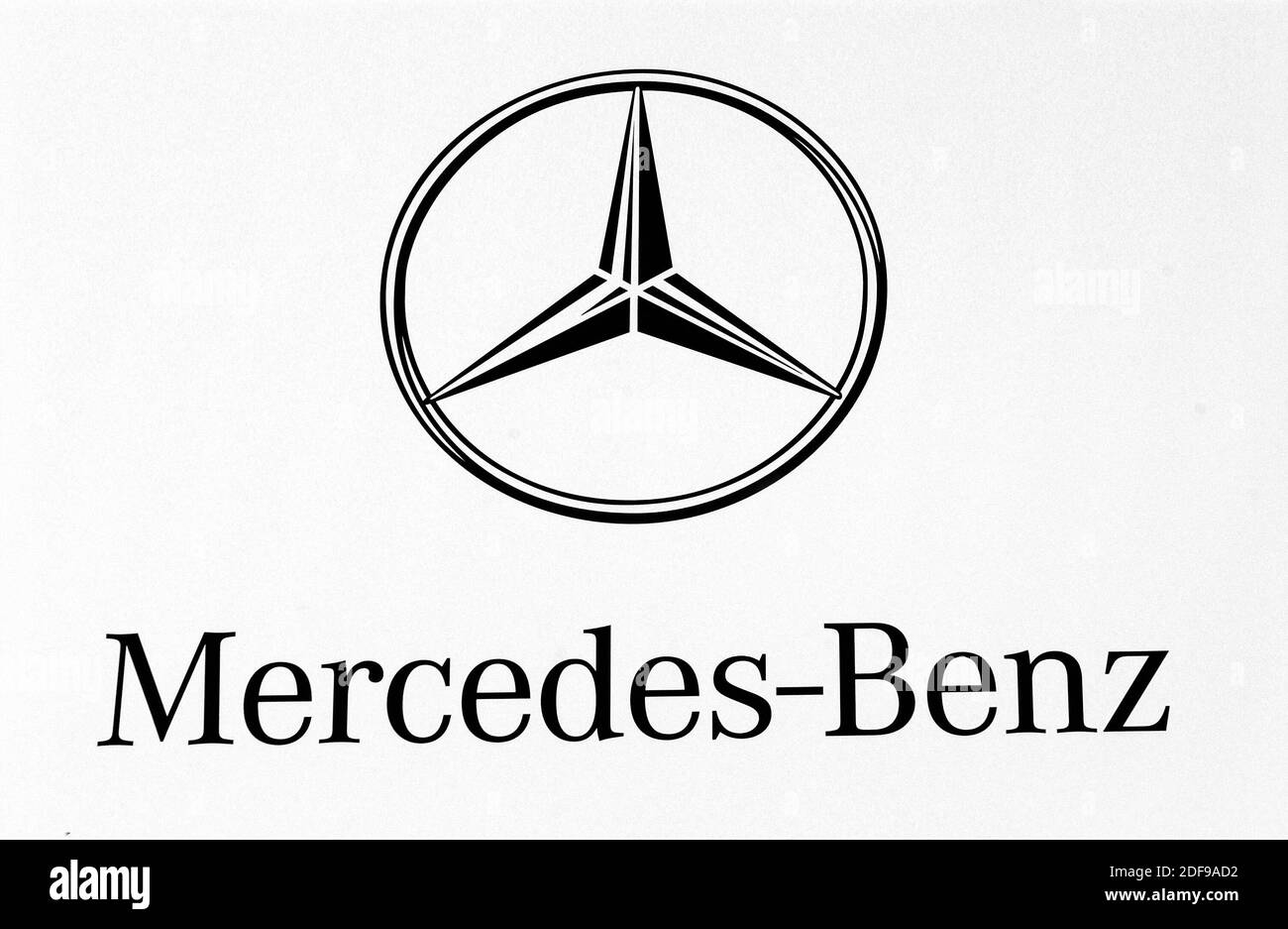 File photo dated September 25, 2004 of German car maker Mercedes Benz’ logo at the Mondial de l'Automobile held in Paris, France. On Wednesday of last week, Chancellor Angela Merkel and Germany’s sixteen federal states decided to take little steps back to normality after a coronavirus break of four weeks. Shops with a size of up to 800 square meters got the permission to reopen today, on April 20th, 2020 including car dealerships after a Coronavirus break of four weeks. Photo by Giancarlo Gorassini/ABACA. Stock Photo