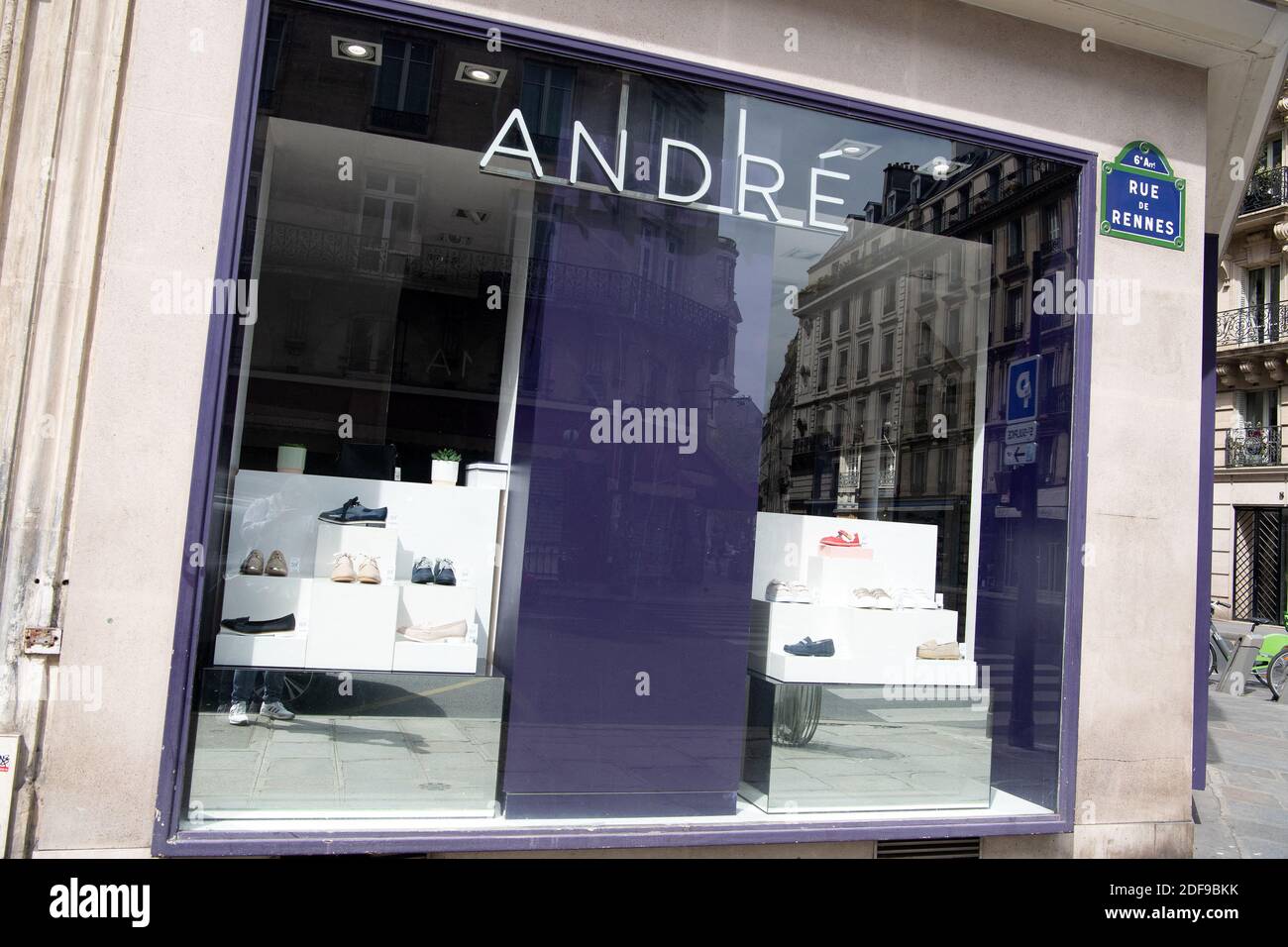 A shop sign of Andre on April 21, 2020 in Paris, France. Photo by David ...