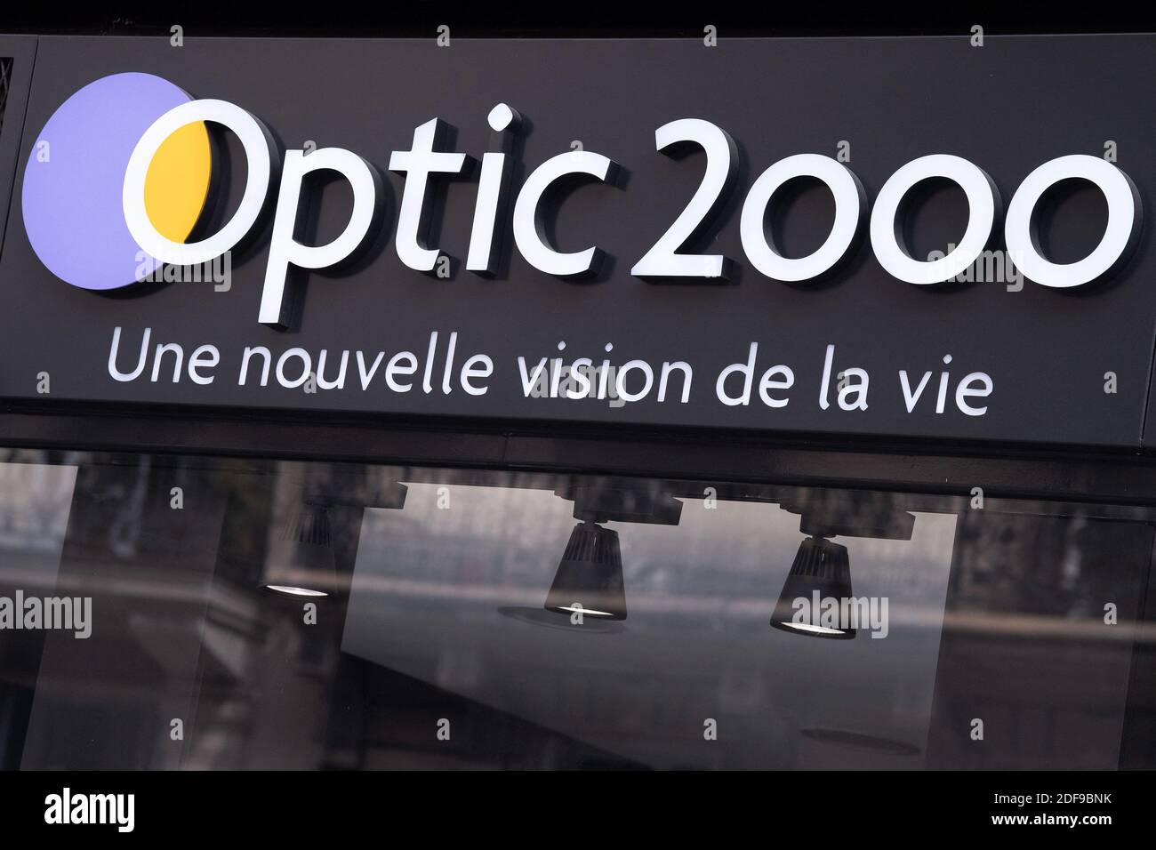 A shop sign of Optic 2000 on April 21, 2020 in Paris, France. Photo by ...