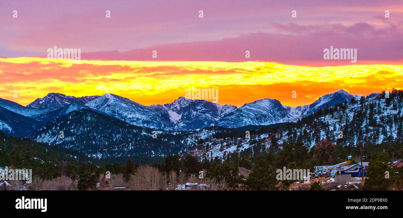Sunset Over Rocky Mountain National Park Stock Photo