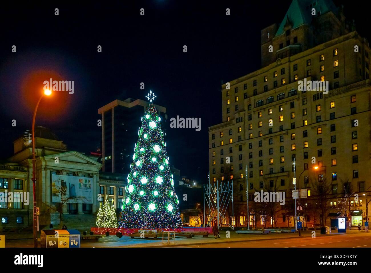 Civic Christmas Tree, Vancouver, British Columbia, Canada Stock Photo