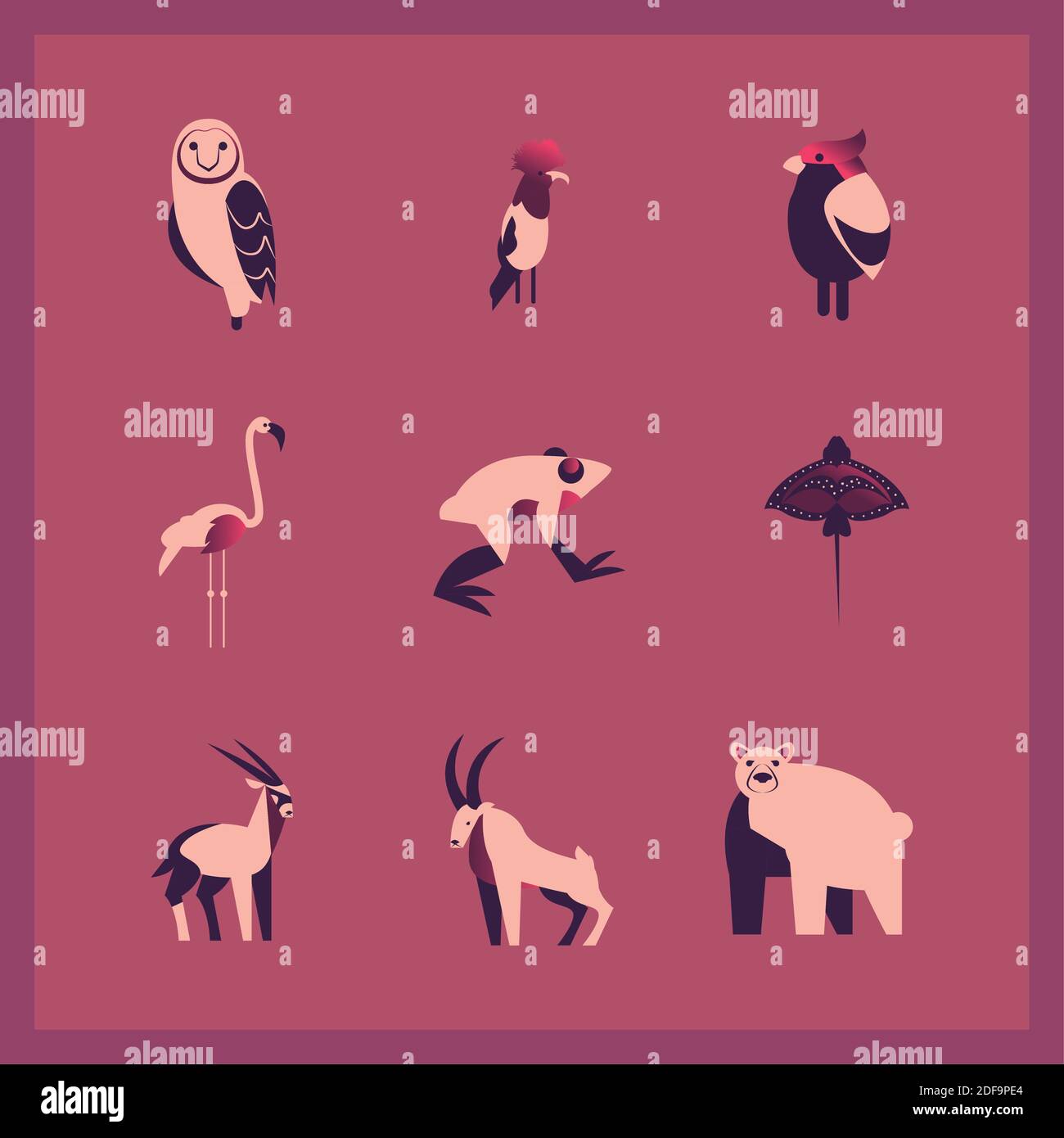 animals abstract style icon bundle design, zoo and life theme Vector ...