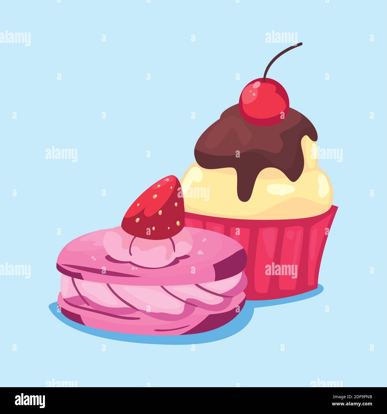 Cupcake and cookie design, Muffin dessert sweet and food theme Vector ...
