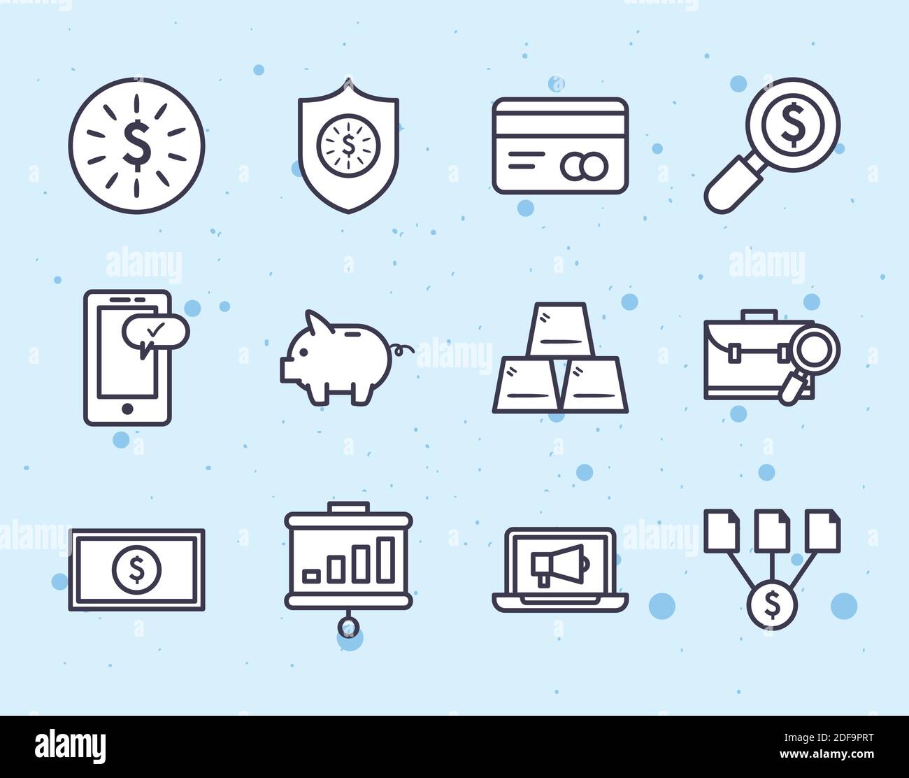 Business line style icons bundle design, Management financial and money ...
