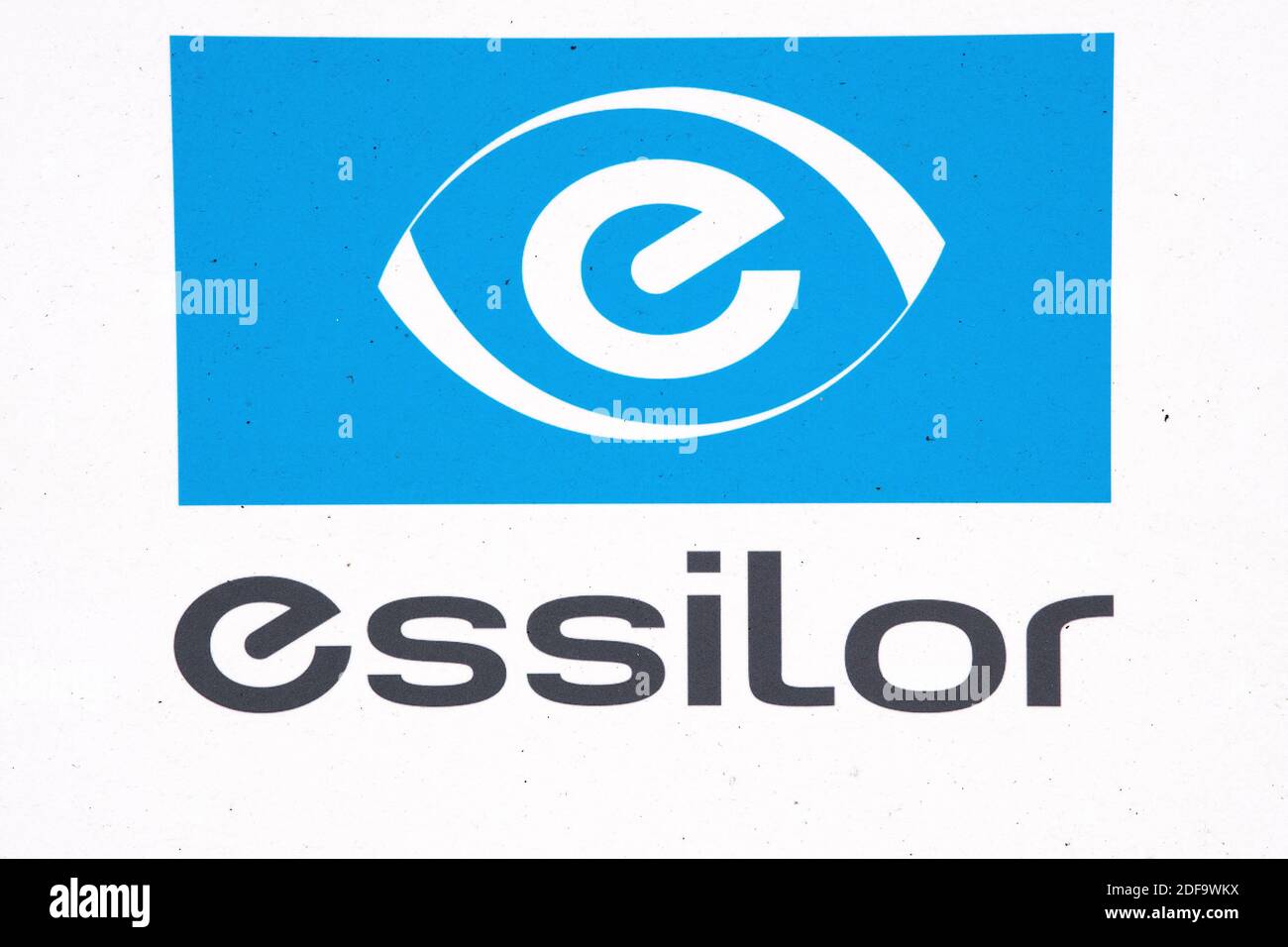 A logo of ESSILOR, on May 06, 2020 in CharentonlePont, France. Photo