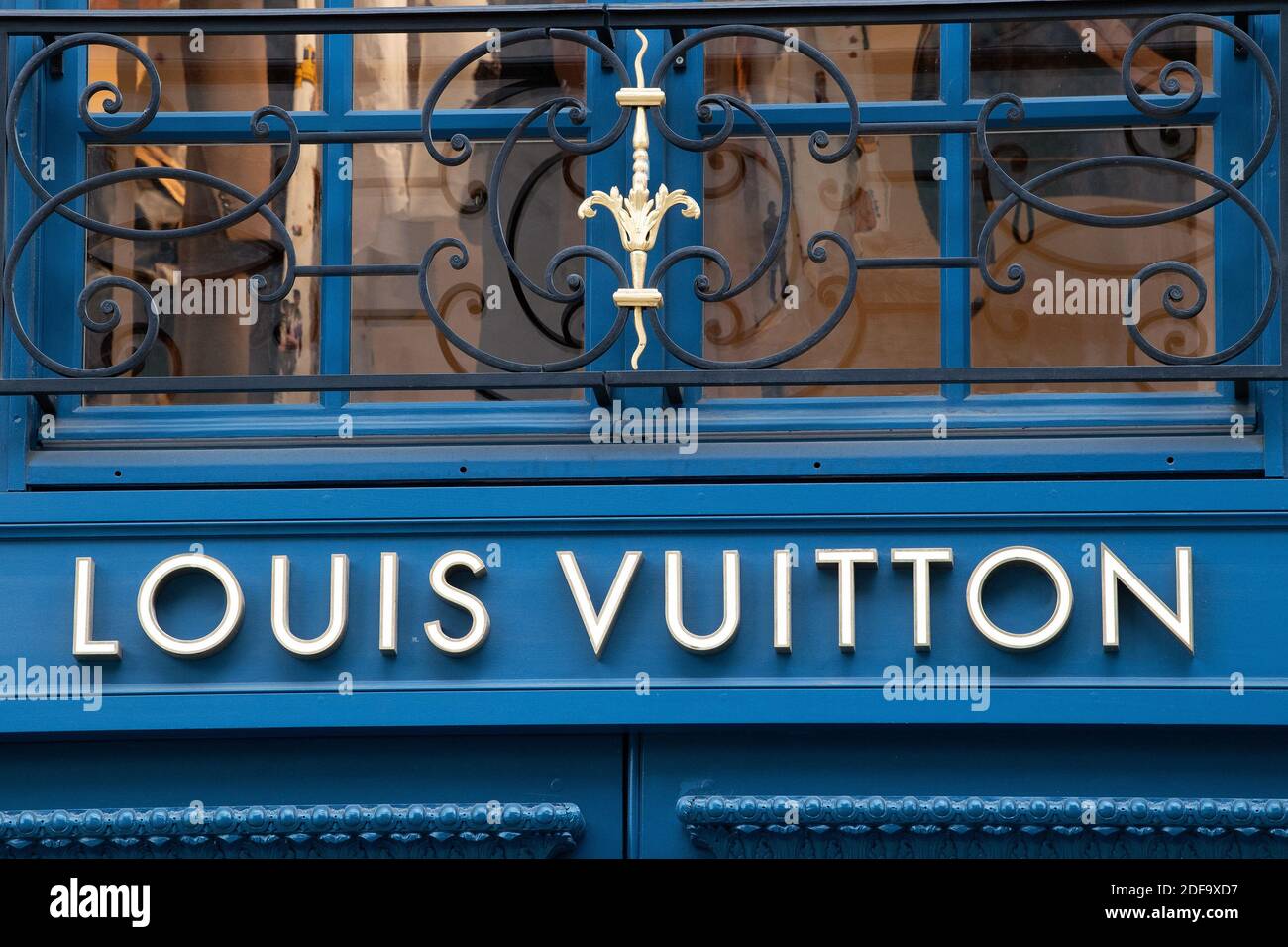 A shop sign of Louis Vuitton store, on May 09, 2020 in Paris, France. Photo by David Niviere/ABACAPRESS.COM Stock Photo