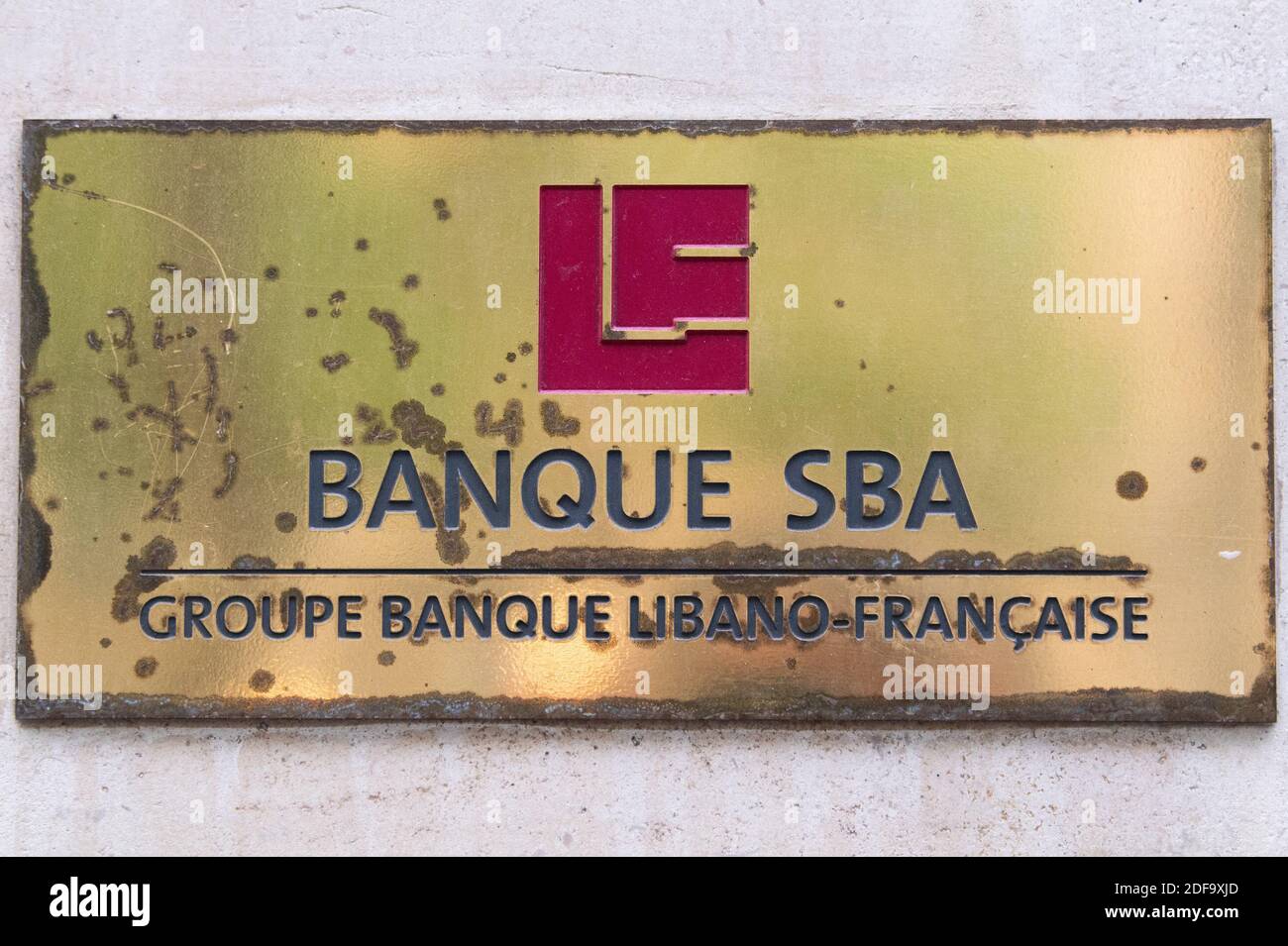 A logo of SBA bank (Groupe Banque Libano-Francaise), on May 09, 2020 in Paris, France. Photo by David Niviere/ABACAPRESS.COM Stock Photo