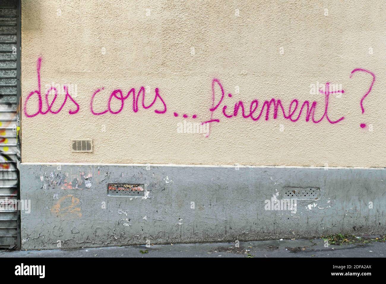 Street art on the theme of Covid19 on the walls of Paris, France on