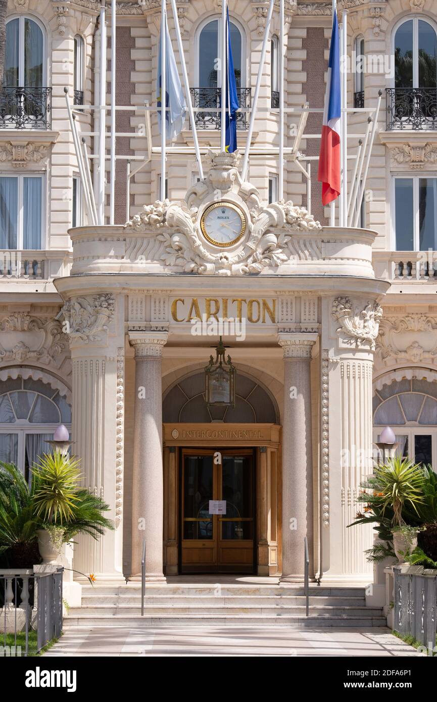 A view of the closed Carlton Hotel in Cannes south of France on