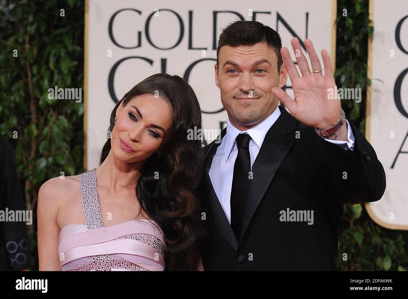 File photo dated January 16, 2011 of Megan Fox and Brian Austin Green arriving for the 68th Annual Golden Globe Awards ceremony, held at the Beverly Hilton Hotel in Los Angeles, CA, USA. After nearly 10 years of marriage and three children together, Megan Fox and Brian Austin Green have split. The "Beverly Hills, 90210" star confirmed the news on his podcast “…With Brian Austin Green," in an episode titled “Context.” Photo by Lionel Hahn/ABACAUSA.COM Stock Photo