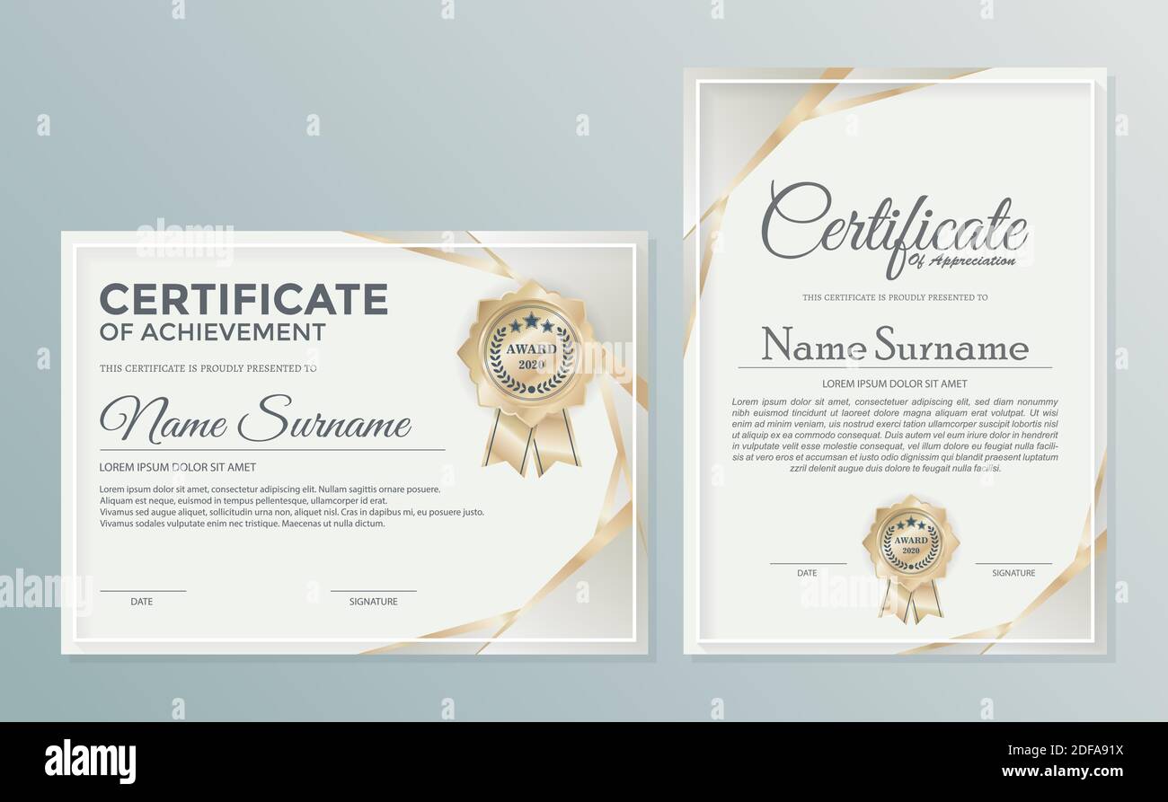 Professional certificate template diploma award design Stock Vector