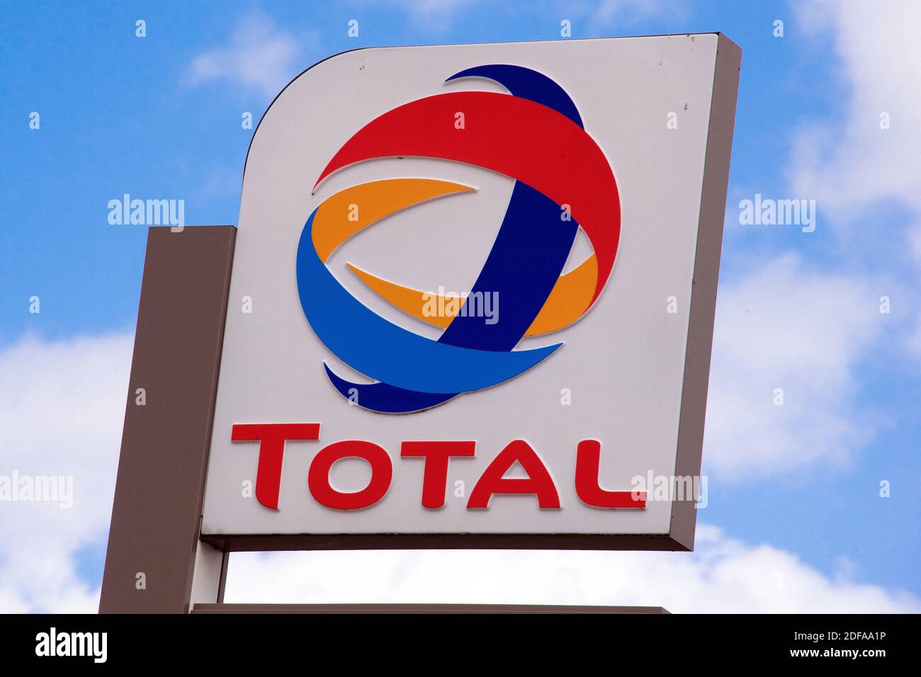 Total Store Sign A shop sign of TOTAL, on May 23, 2020 in Mazieres-en-Gatine, France ...