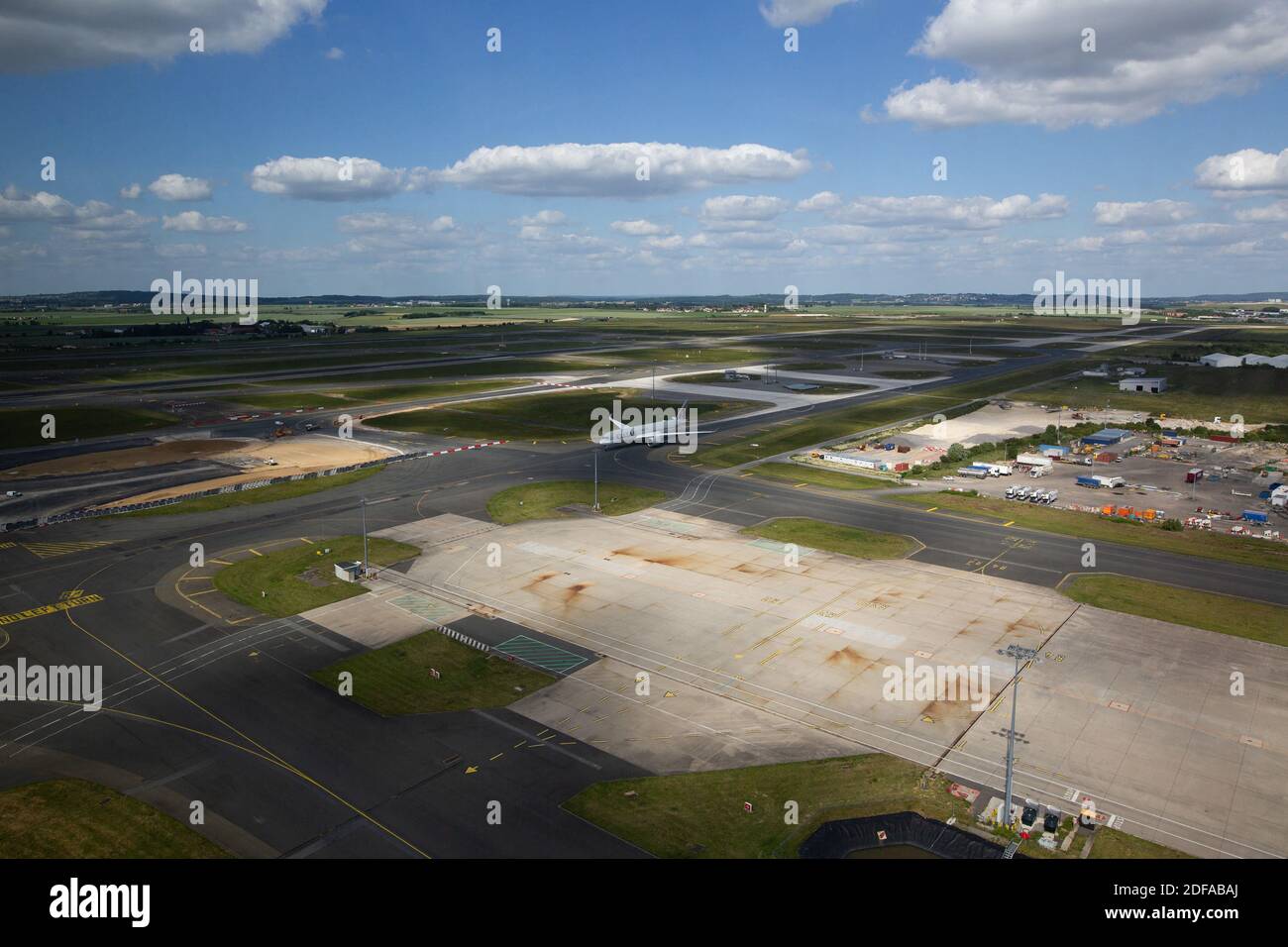 A general view of the tarmac seen from the control tower at the Paris ...